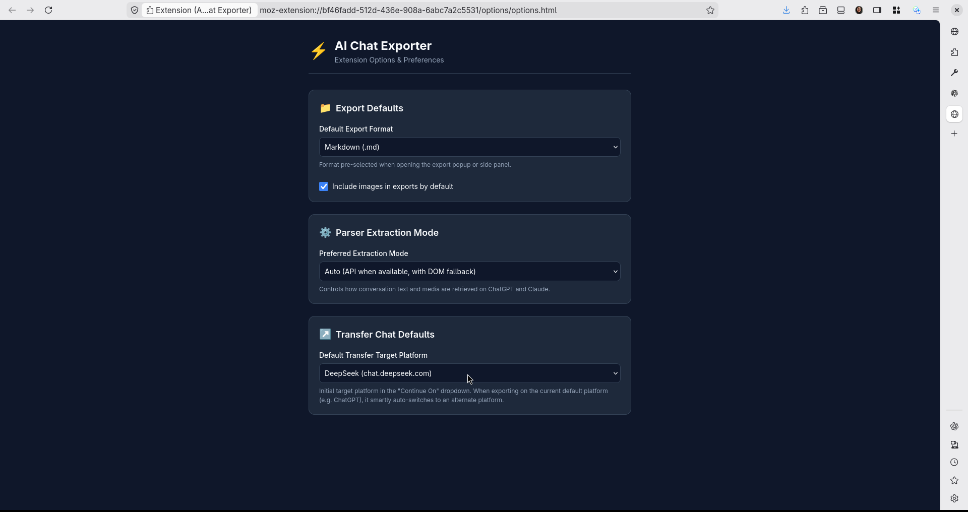 Extension Options & Preferences